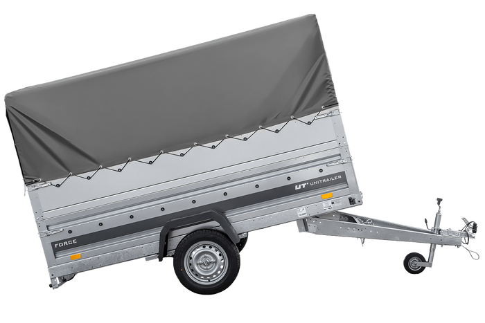 Remorque 264x125 UNITRAILER FORCE 264 KIPP avec ridelles BIS, châssis H-800 et bâche grise