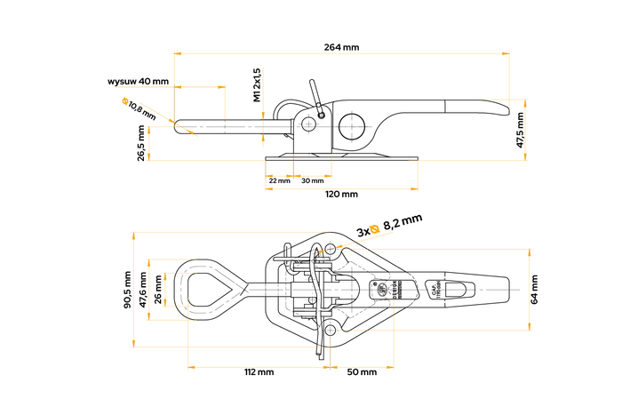 Attelage latéral excentrique STEELPRESS ZB-15A pour verrouillage latéral de remorque