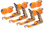 Ensemble de quatre courroies de transport UNITRAILER 8 m/50 mm/5 t orange avec tendeur