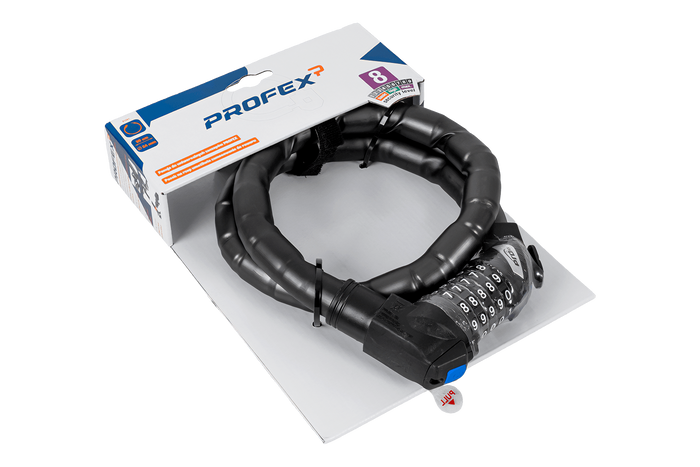 Antivol de vélo renforcé avec code PROFEX 81601, longueur 90 cm