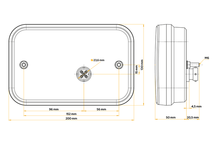 Feu arrière Fristom FT-270 LED, 5 fonctions gauche