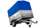 Remorque légère sur ressorts 200x125 UNITRAILER GARDEN 201/R KIPP avec côtés BIS, châssis H-800 et bâche bleue