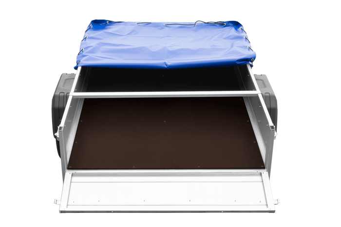 Remorque porte-voitures 200x125 UNITRAILER GARDEN 201 KIPP avec châssis H-0 et bâche bleue