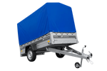 Remorque légère 230x125 UNITRAILER FORCE 230 KIPP avec châssis H-1100 et bâche bleue