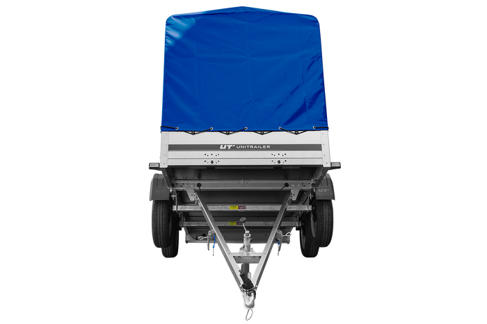 Remorque à deux essieux 264x125 UNITRAILER GARDEN TRAILER 264/2 KIPP avec châssis H-1100 et bâche bleue