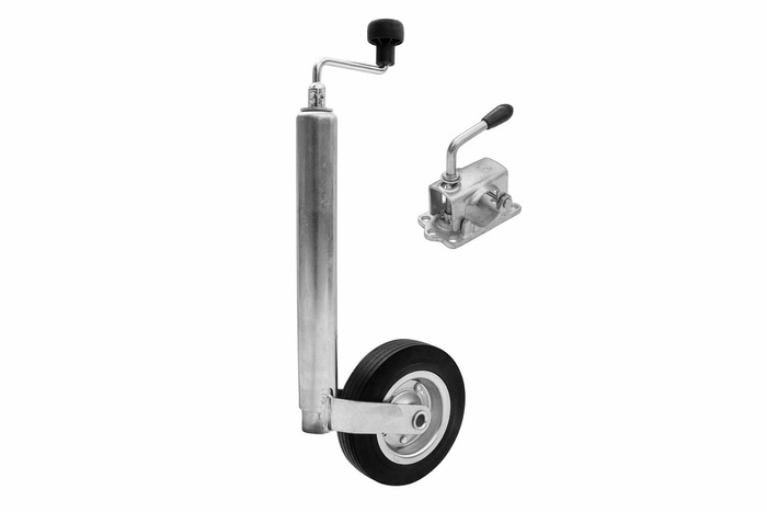Roue jockey avec collier en fonte WINTERHOFF ST48-200VB+KLE48-G, 150 kg, 48 mm, 505-725 mm