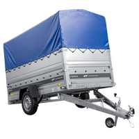 Remorque légère sur ressorts 264x125 UNITRAILER FORCE 264/R KIPP avec ridelles BIS, châssis H-800 et bâche bleue