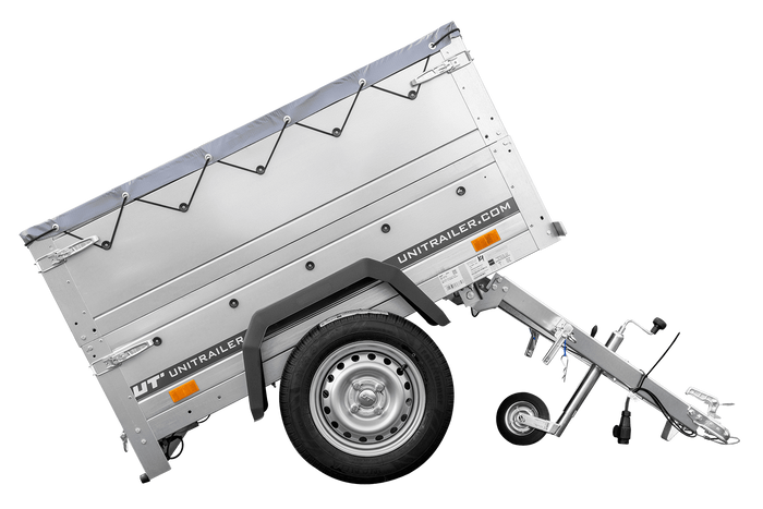 Remorque légère 150x106 UNITRAILER GARDEN 150 KIPP avec côtés BIS et bâche grise