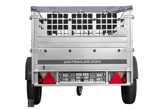 Remorque grillagée 200x106 avec bâche plate grise, tiges de support bâche, ridelles grillagées et roue jockey - Garden Trailer 200 KIPP