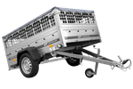 Remorque porte-voitures sur ressorts 200x125 UNITRAILER GARDEN 201/R KIPP avec côtés en filet, châssis H-0 et bâche grise