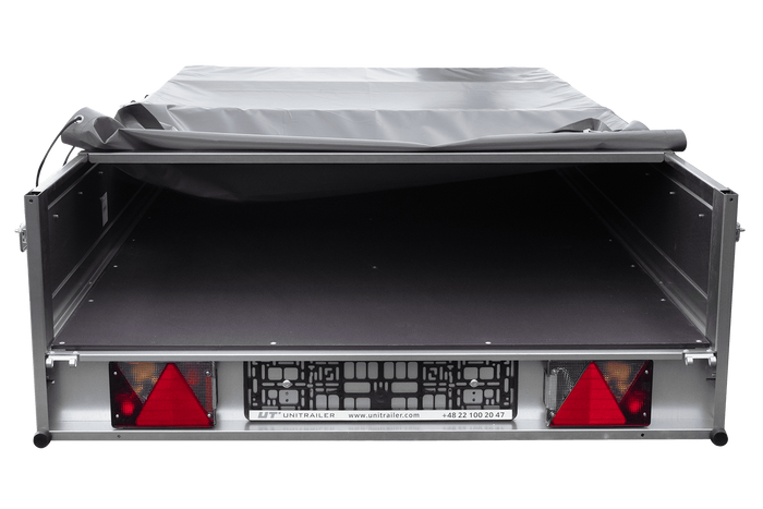 REMORQUE DE JARDIN 264 KIPP AVEC ROUE JOINTE, CHÂSSIS H-0 ET BÂCHE GRISE