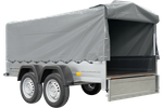REMORQUE DOUBLE ESSIEUX UNITRAILER 264/2 KIPP AVEC ROUE JOCKEY, ARCEAU ET bâche GRISE