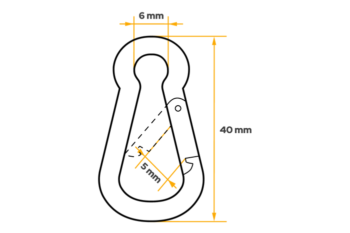 Mousqueton pompier DROMET KSO.4.40, 4x40mm