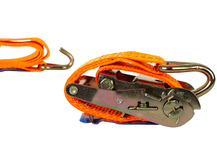 Ensemble de quatre courroies de transport UNITRAILER orange de 2 m/35 mm/2 t avec tendeur