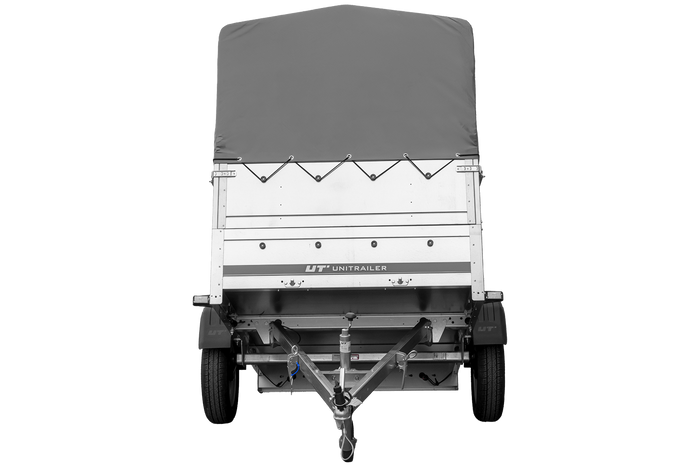 Remorque porte-voitures 200x125 UNITRAILER GARDEN 201 KIPP avec ridelles BIS, châssis H-800 et bâche grise