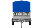 Remorque voiture 200x125 UNITRAILER GARDEN 201 KIPP avec ridelles grillagées, châssis H-800 et bâche grise