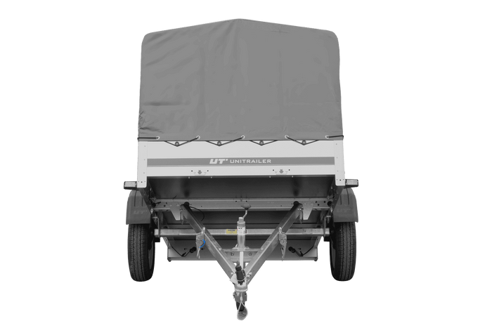 Remorque à un essieu 200x125 UNITRAILER GARDEN 201 KIPP avec châssis H-800 et bâche grise
