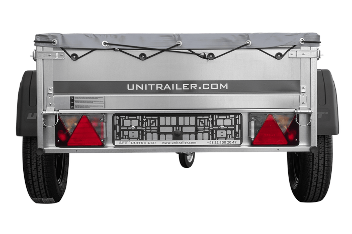 Remorque à un essieu 150x106 UNITRAILER GARDEN 150 KIPP avec châssis H-0 et bâche grise