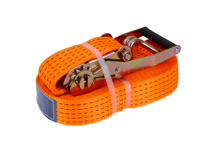 Ensemble de quatre courroies de transport UNITRAILER 15 m/50 mm/5 t orange avec tendeur