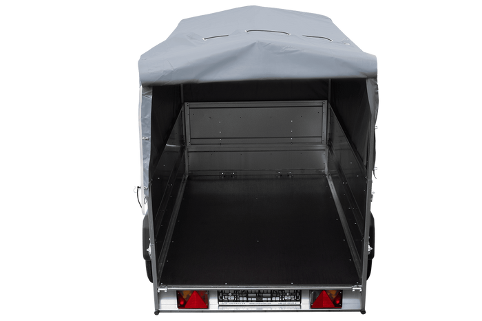 Remorque légère sur ressorts 200x125 UNITRAILER GARDEN 201/R KIPP avec ridelles BIS, châssis H-800 et bâche grise