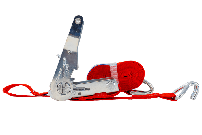 Ensemble de quatre sangles de transport UNITRAIER avec tendeur 4 m/25 mm/1 t rouge