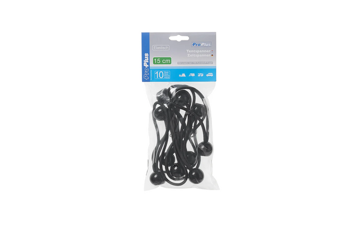 Kit de fixation tendeurs pour tentes et auvents ProPlus 365644, 10 tendeurs élastiques avec embouts à boule de 15 cm.