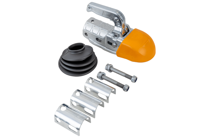 Attelage à boule STEELPRESS BC-3000C-00-00+Z3 pour remorque de 3000 kg avec timon tubulaire de 35 à 50 mm, en fonte