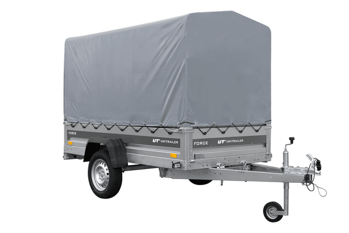 Remorque légère 230x125 UNITRAILER FORCE 230 KIPP avec châssis H-1100 et bâche grise
