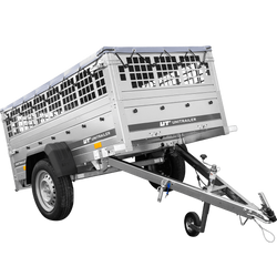 Remorque grillagée 200x106 avec bâche plate grise, tiges de support bâche, ridelles grillagées et roue jockey - Garden Trailer 200 KIPP