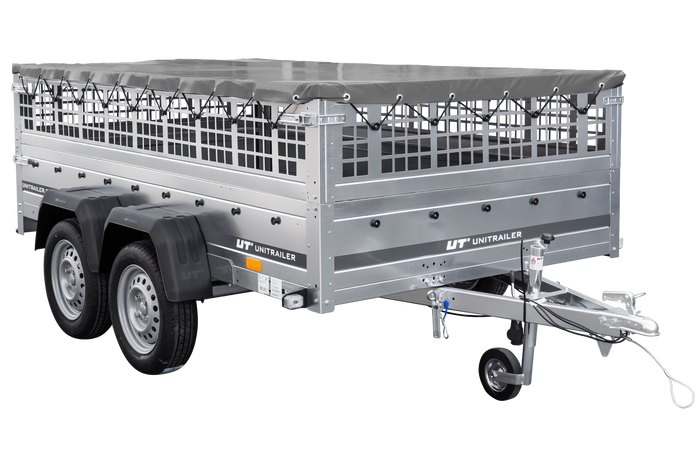 Remorque légère UNITRAILER GARDEN 265/2 KIPP 264x150 avec côtés en filet, châssis H-0 et bâche grise